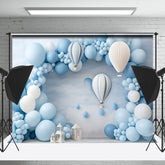Lofaris Light Blue Arch Balloon Birthday Cake Smash Backdrop